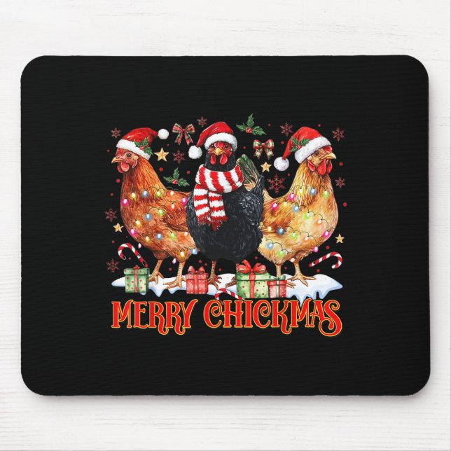 Chicken Christmas Merry Chickmas Santa Claus Hat F Mouse Mat (Front)