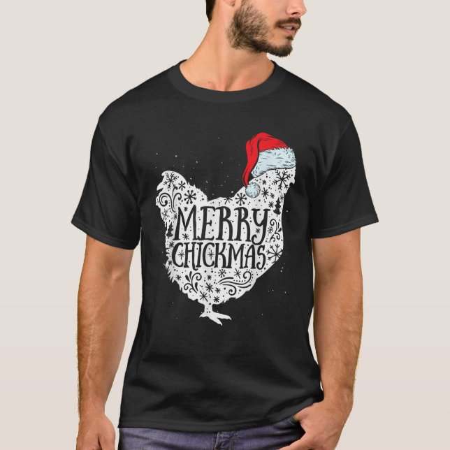 Chicken Christmas Merry Chickmas Santa Claus Hat F T-Shirt (Front)