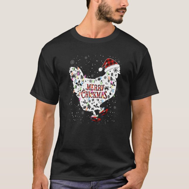 Chicken Christmas Merry Chickmas Santa Claus Hat   T-Shirt (Front)