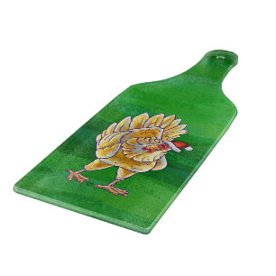 Chicken Christmas On Green Cutting Board