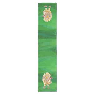 Chicken Christmas On Green Short Table Runner