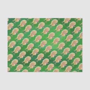 Chicken Christmas On Green Tissue Paper