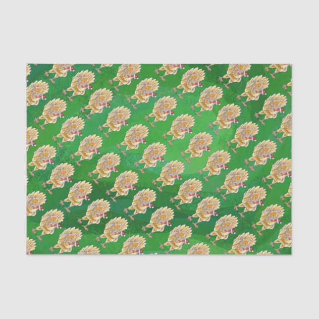 Chicken Christmas On Green Tissue Paper (Front)