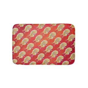 Chicken Christmas On Red Bath Mat
