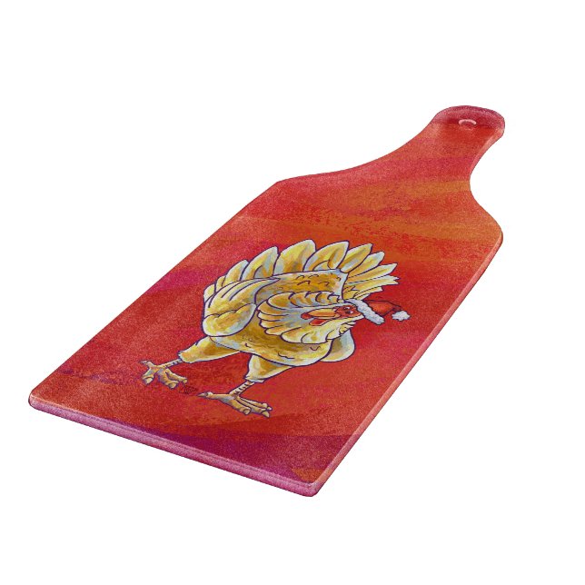 Chicken Christmas On Red Cutting Board (Corner)