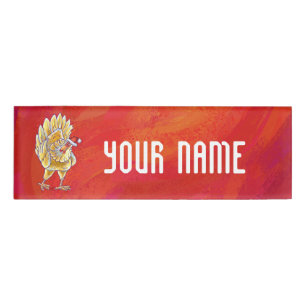 Chicken Christmas On Red Name Tag