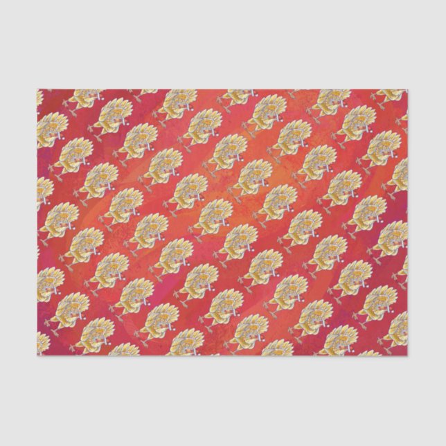 Chicken Christmas On Red Tissue Paper (Front)