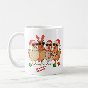 Chicken Christmas Santa Hat Farm Family Xmas Coffee Mug