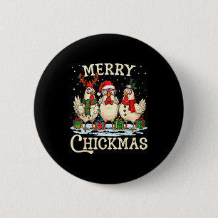 Chicken Christmas Santa Hat Merry Chickmas Xmas Fa 6 Cm Round Badge