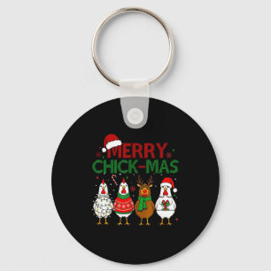 Chicken Christmas Santa Hat Merry Chickmas Xmas Fa Key Ring