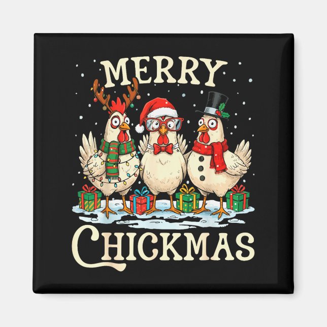 Chicken Christmas Santa Hat Merry Chickmas Xmas Fa Magnet (Front)