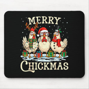 Chicken Christmas Santa Hat Merry Chickmas Xmas Fa Mouse Mat