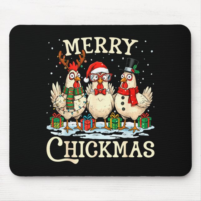 Chicken Christmas Santa Hat Merry Chickmas Xmas Fa Mouse Mat (Front)