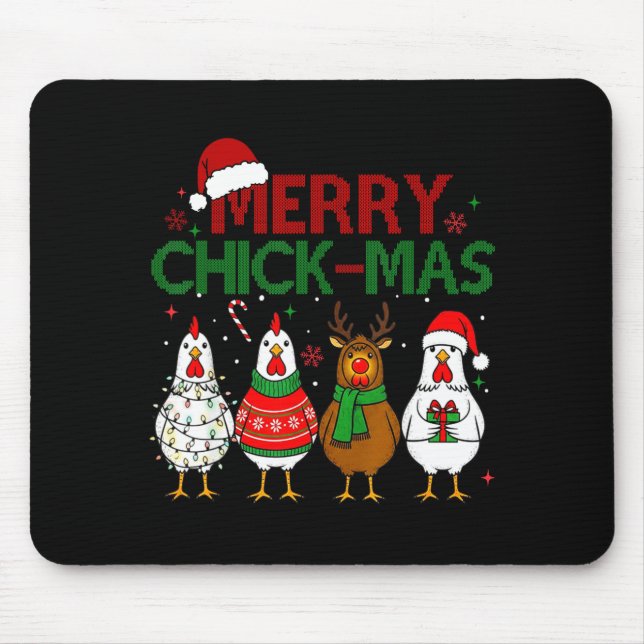 Chicken Christmas Santa Hat Merry Chickmas Xmas Fa Mouse Mat (Front)