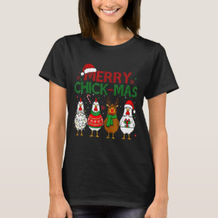 Chicken Christmas Santa Hat Merry Chickmas Xmas Fa T-Shirt