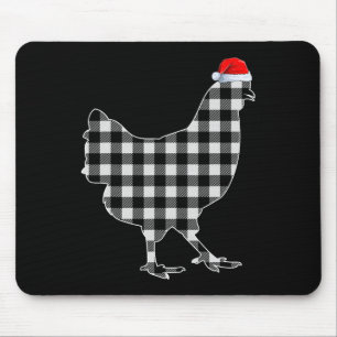 Chicken Christmas Shirt Black And White Buffalo Pl Mouse Mat
