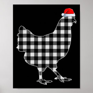 Chicken Christmas Shirt Black And White Buffalo Pl Poster