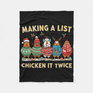 Chicken Christmas Shirt, Making A List Chicken It  Fleece Blanket