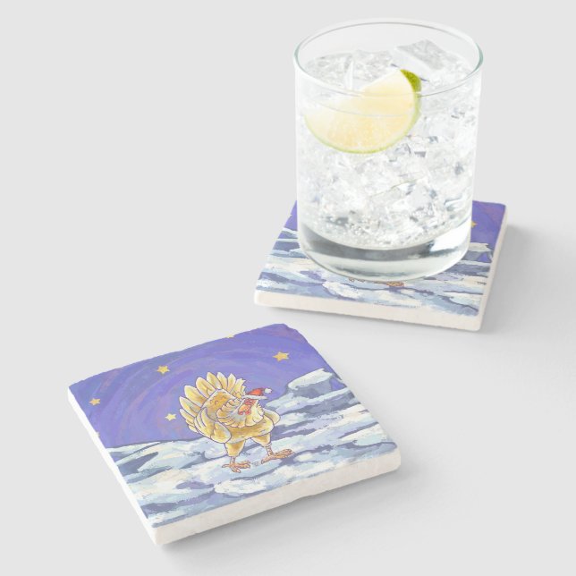 Chicken Christmas Stone Coaster (Side)