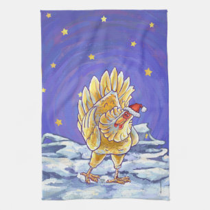 Chicken Christmas Tea Towel