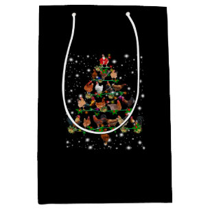 Chicken Christmas Tree Covered By Flashlight Medium Gift Bag