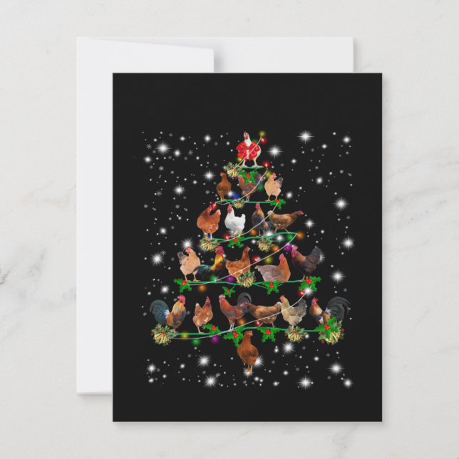 Chicken Christmas Tree Covered By Flashlight Thank You Card (Front)