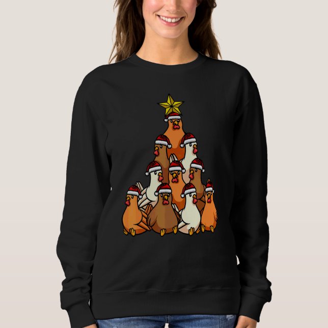 Chicken Christmas Tree Cute Christmas Tree Animals Sweatshirt (Front)