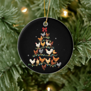 Chicken Christmas Tree Decor Xmas Chickens Lover Ceramic Tree Decoration