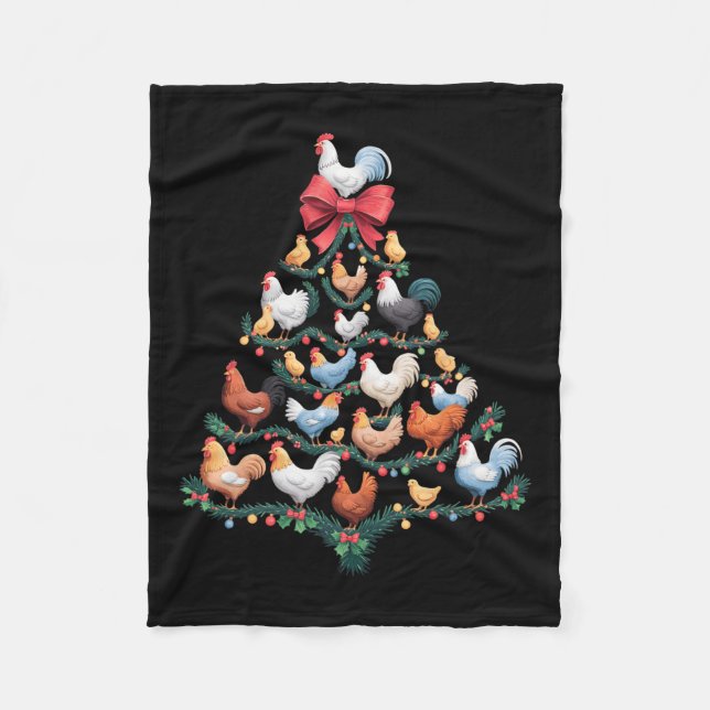 Chicken Christmas Tree Farm Animal Holiday Decor  Fleece Blanket (Front)
