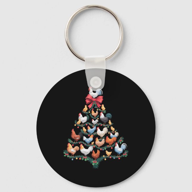 Chicken Christmas Tree Farm Animal Holiday Decor  Key Ring (Front)