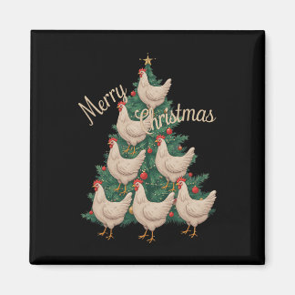 Chicken Christmas Tree Funny Chickens Xmas Tree  Magnet