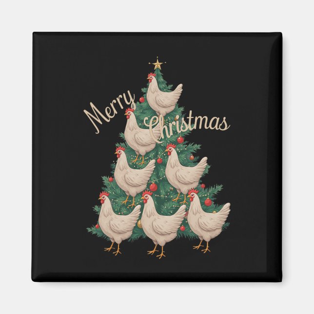 Chicken Christmas Tree Funny Chickens Xmas Tree  Magnet (Front)