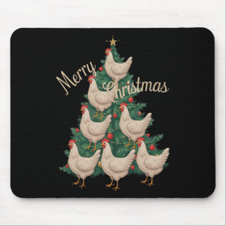 Chicken Christmas Tree Funny Chickens Xmas Tree  Mouse Mat