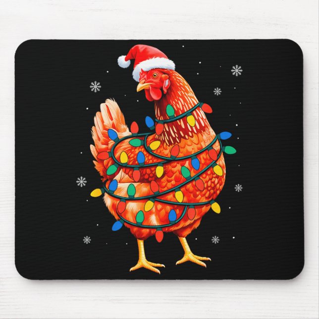 Chicken Christmas Tree Lights Farm Animal Santa Xm Mouse Mat (Front)
