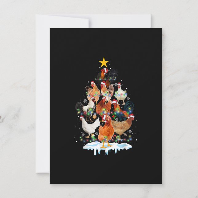 Chicken Christmas Tree Lights Funny Chicken Lover  Invitation (Front)