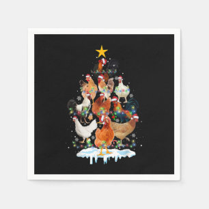 Chicken Christmas Tree Lights Funny Chicken Lover  Napkin