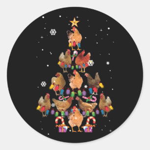 Chicken Christmas Tree Lights Funny Chicken Xmas Classic Round Sticker