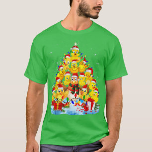 Chicken Christmas Tree Lights Funny Chicken Xmas  T-Shirt