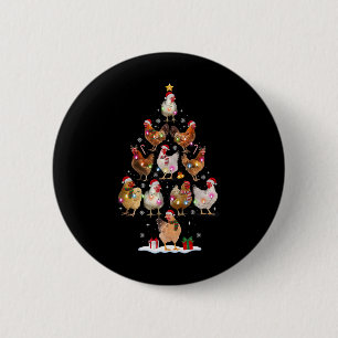 Chicken Christmas Tree Lights Santa Hat Funny Xmas 6 Cm Round Badge