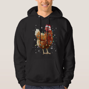 Chicken Christmas Tree Lights Santa Hat Funny Xmas Hoodie