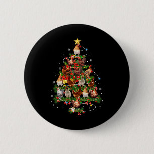 Chicken Christmas Tree Lights Santa Hat Xmas Chick 6 Cm Round Badge