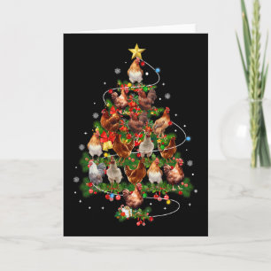 Chicken Christmas Tree Lights Santa Hat Xmas Chick Card