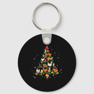 Chicken Christmas Tree Ornament Decor Xmas Key Ring