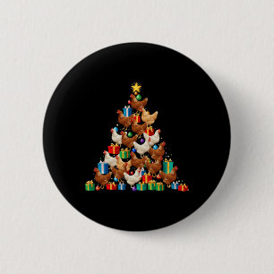 Chicken Christmas Tree Xmas Holiday Men Women 6 Cm Round Badge