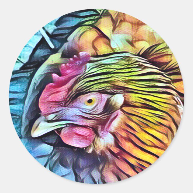 CHICKEN   CLASSIC ROUND STICKER (Front)