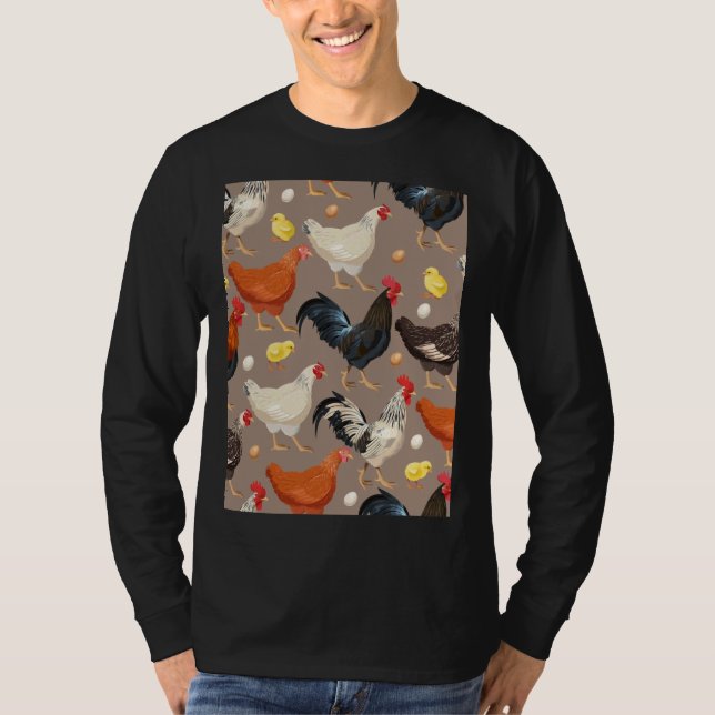 chicken colorfull pattern Active  T-Shirt (Front)