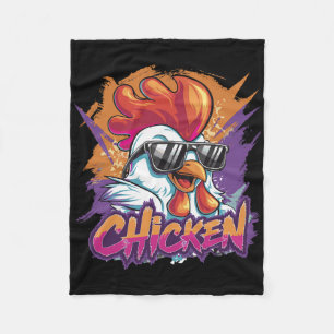 Chicken Cool Funny Hipster Sungles Rooster Fleece Blanket