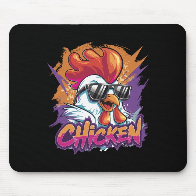 Chicken Cool Funny Hipster Sungles Rooster  Mouse Mat (Front)