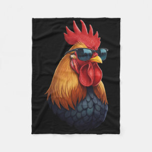 Chicken Coop Boss Rooster With Shades Fleece Blanket
