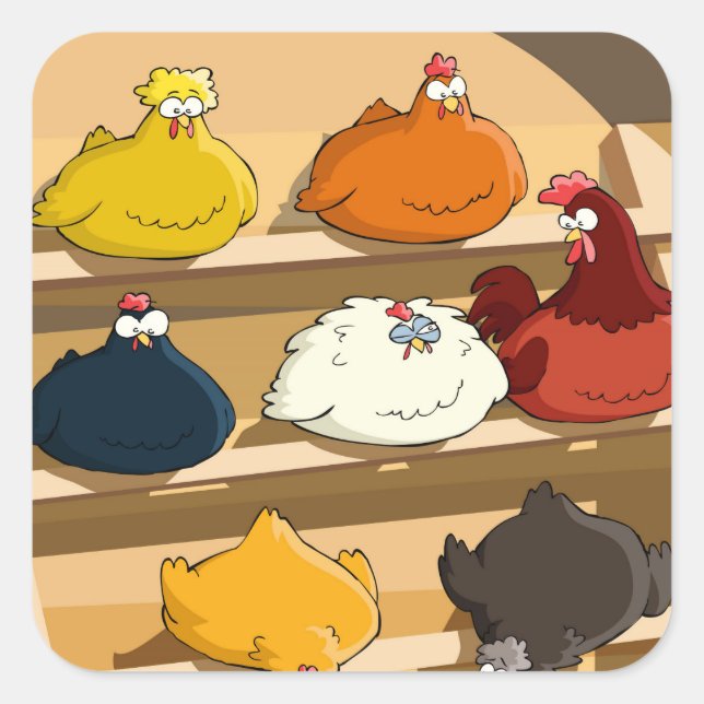 Chicken Coop Easter Eggs Square Sticker (Front)